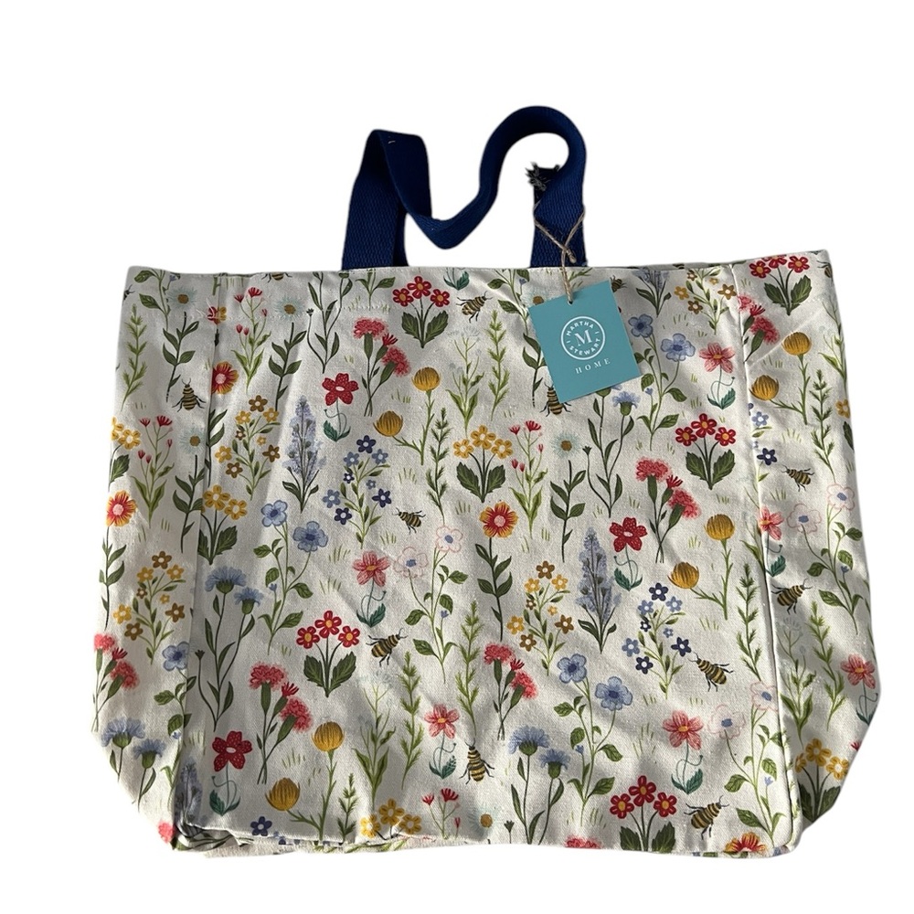 Floral Tote Bag with Bees